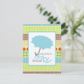 Jongen Baby shower Blue Umbrella en Boho Stippen Kaart (Staand voorkant)