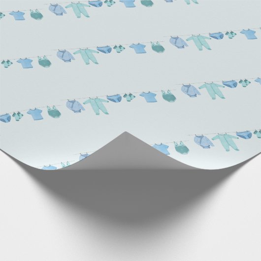 Jongen Baby shower Cadeaupapier (Hoek)