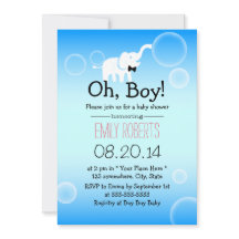 Jongen Baby shower Cute Elephant & Bubbles