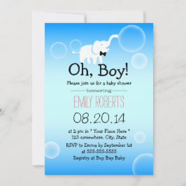 Jongen Baby shower Cute Elephant & Bubbles Kaart