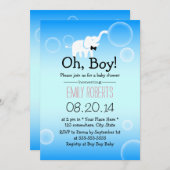 Jongen Baby shower Cute Elephant & Bubbles Kaart (Voorkant / Achterkant)