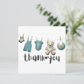 Jongen Baby shower Dank je wel Teddy Bear Bedankkaart (Staand voorkant)