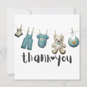 Jongen Baby shower Dank je wel Teddy Bear Bedankkaart (Voorkant)