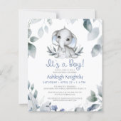 Jongen Baby shower Elephant Waterverf Budget Uitno (Voorkant)