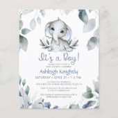 Jongen Baby shower Elephant Waterverf Budget Uitno (Voorkant)