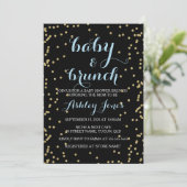 Jongen Baby shower en Brunch Gold Glitter Black ka Kaart (Staand voorkant)