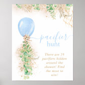 Jongen Baby shower Eucalyptus Balloon Pacifier Hun Poster (Voorkant)