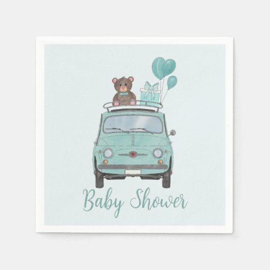 Jongen Baby shower Fiat 500 Servet (Voorkant)