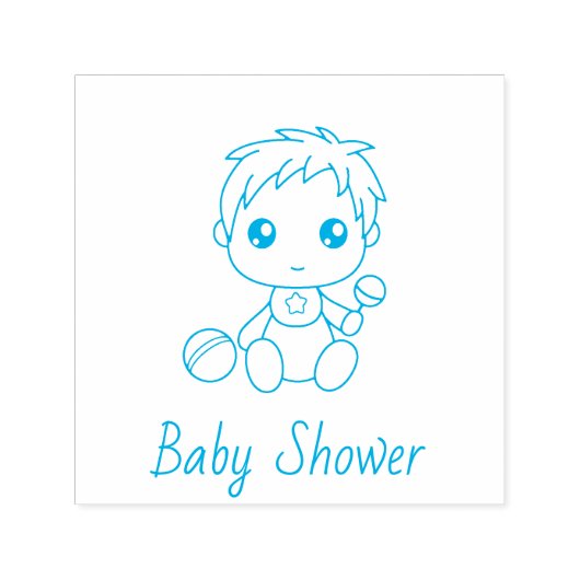 Jongen Baby shower Geslacht onthullen 2 Zelfinktende Stempel (Design)