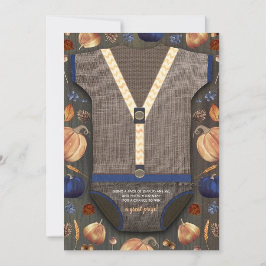 Jongen Baby shower Herfst Pumpkin Rustic Burlap Wo Kaart (Achterkant)