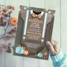 Jongen Baby shower Herfst Pumpkin Rustic Burlap Wo