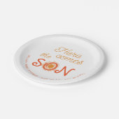 Jongen baby shower hier komt de zoon gepersonalise papieren bordje (Gekanteld)