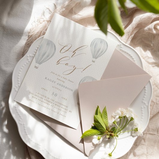 Jongen Baby shower Hot Air ballon Kaart