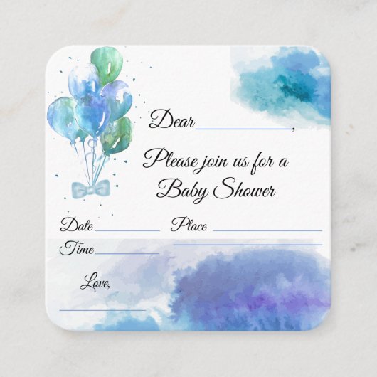Jongen Baby shower Informatiekaartje (Voorkant)