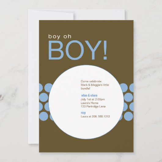 Jongen Baby shower Invite_Blue/Brown Kaart (Voorkant)