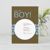 Jongen Baby shower Invite_Blue/Brown Kaart (Staand voorkant)