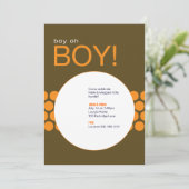 Jongen Baby shower Invite_Brown/Oranje Kaart (Staand voorkant)
