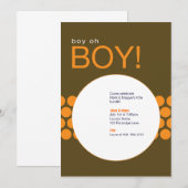 Jongen Baby shower Invite_Brown/Oranje Kaart (Voorkant / Achterkant)