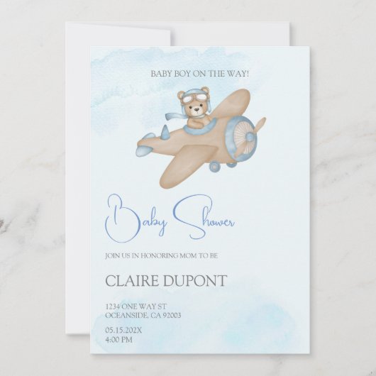 Jongen baby shower kaart (Voorkant)