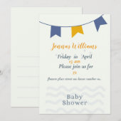 Jongen Baby shower kaart, blauw baby shower kaart (Voorkant / Achterkant)