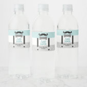 Jongen baby shower klein man snor mint grijs waterfles etiket (Flessen)