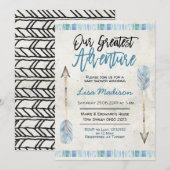 Jongen baby shower met de grootste avontuuruitnodi kaart (Voorkant / Achterkant)