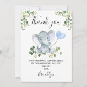 Jongen Baby shower met olifant Hartelijk dank Kaart (Voorkant)