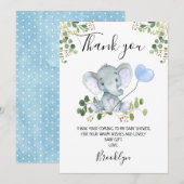 Jongen Baby shower met olifant Hartelijk dank Kaart (Voorkant / Achterkant)
