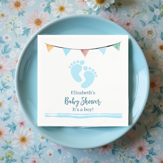 Jongen Baby shower met voetafdrukken Servet