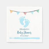 Jongen Baby shower met voetafdrukken Servet (Voorkant)
