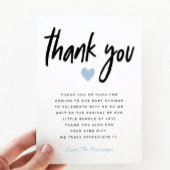 Jongen Baby shower Modern Blue Heart Bedankkaart