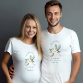 Jongen Baby shower naam blauwe ooievaar Moeder om  T-shirt