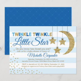 Jongen baby shower nodigt kleine sterrenblauw uit  kaart