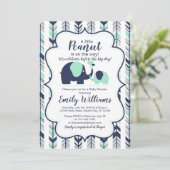 Jongen baby shower nodigt olifantenthema uit kaart (Staand voorkant)