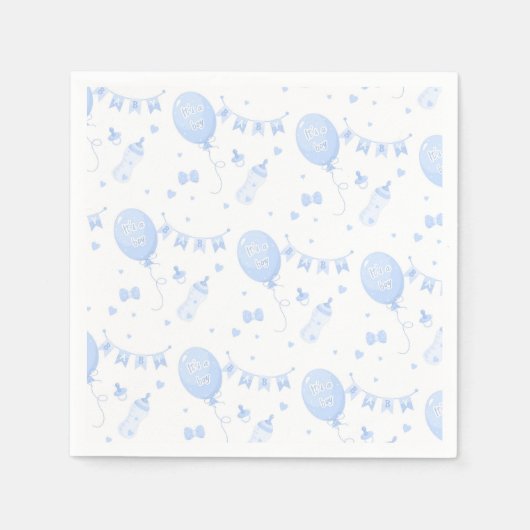 Jongen Baby shower Papier servet met ballonnen (Voorkant)