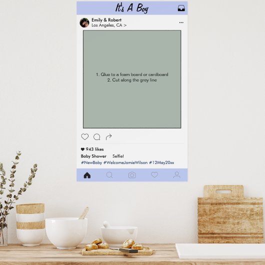 Jongen Baby shower Partij Prop Foto Booth Lijst Poster (Keuken)