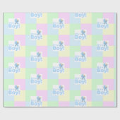 Jongen Baby shower Pastel Roze Blauw Geel Groen Cadeaupapier (Vlak)
