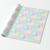 Jongen Baby shower Pastel Roze Blauw Geel Groen Cadeaupapier (Uitgerold)