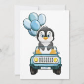 Jongen Baby shower Penguin in Car Invitation Kaart (Achterkant)