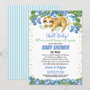 Jongen baby shower per post blauwe bloem kaart