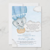 Jongen Baby shower per post Elephant Blue Kaart (Voorkant)