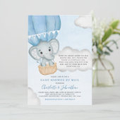 Jongen Baby shower per post Elephant Blue Kaart (Staand voorkant)