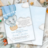 Jongen Baby shower per post Elephant Blue Kaart