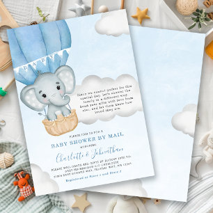 Jongen Baby shower per post Elephant Blue Kaart