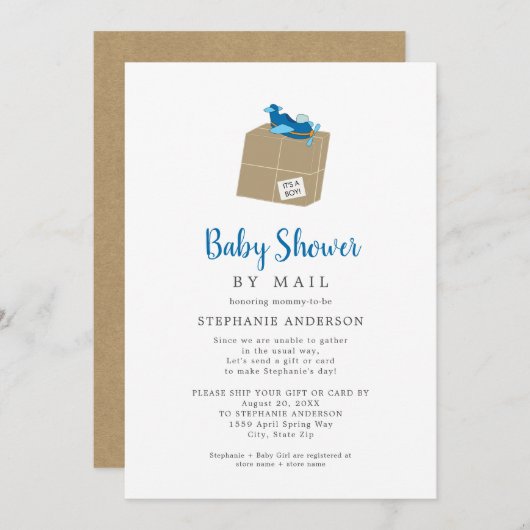 Jongen Baby shower per post Kaart (Voorkant / Achterkant)