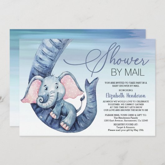 Jongen Baby shower per post Kaart (Voorkant / Achterkant)