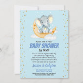 Jongen baby shower per post olifantenmaan en -ster kaart (Voorkant)