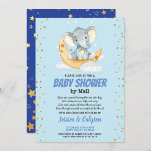 Jongen baby shower per post van olifant maan en st kaart
