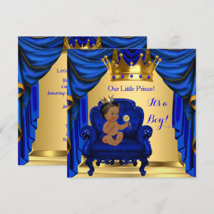 Jongen Baby shower Prince Royal Blue Gold Donk Ski Kaart