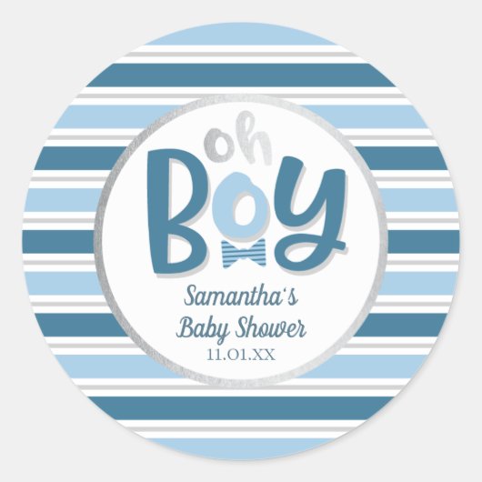 Jongen Baby shower Ronde Sticker (Voorkant)